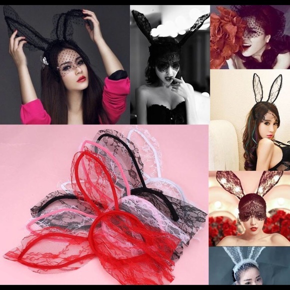 ??SEXY LACE BUNNY EARS HEADBAND VEIL *NWT*?? main image 5